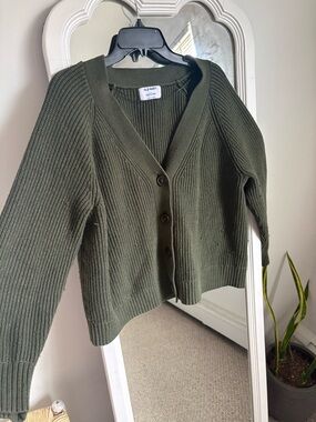 Old Navy Olive Green Ribbed V-Neck Button Cardigan